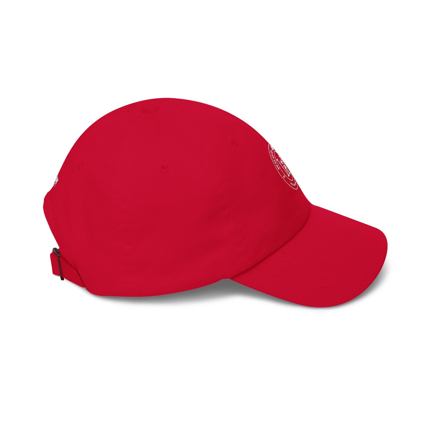 White Classic Dad Cap — Minimal Embroidered Crest Baseball Hat