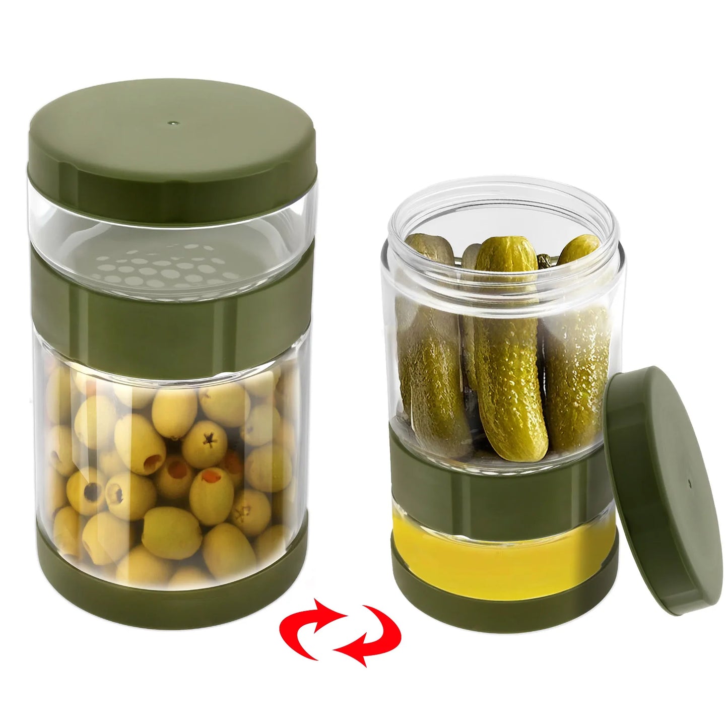 Olive/Cherry Glass Garnish Jar. Dry Wet Separation