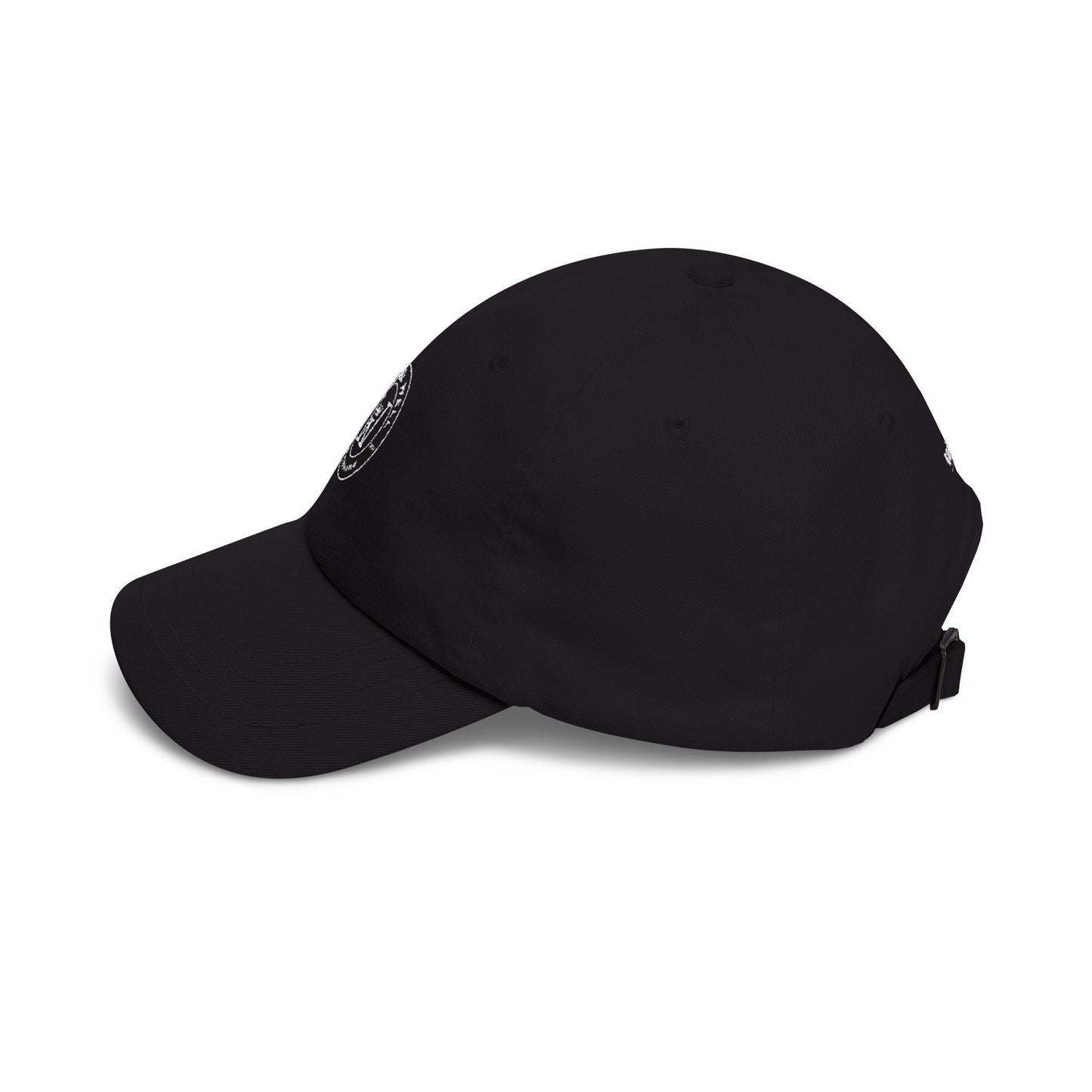 White Classic Dad Cap — Minimal Embroidered Crest Baseball Hat
