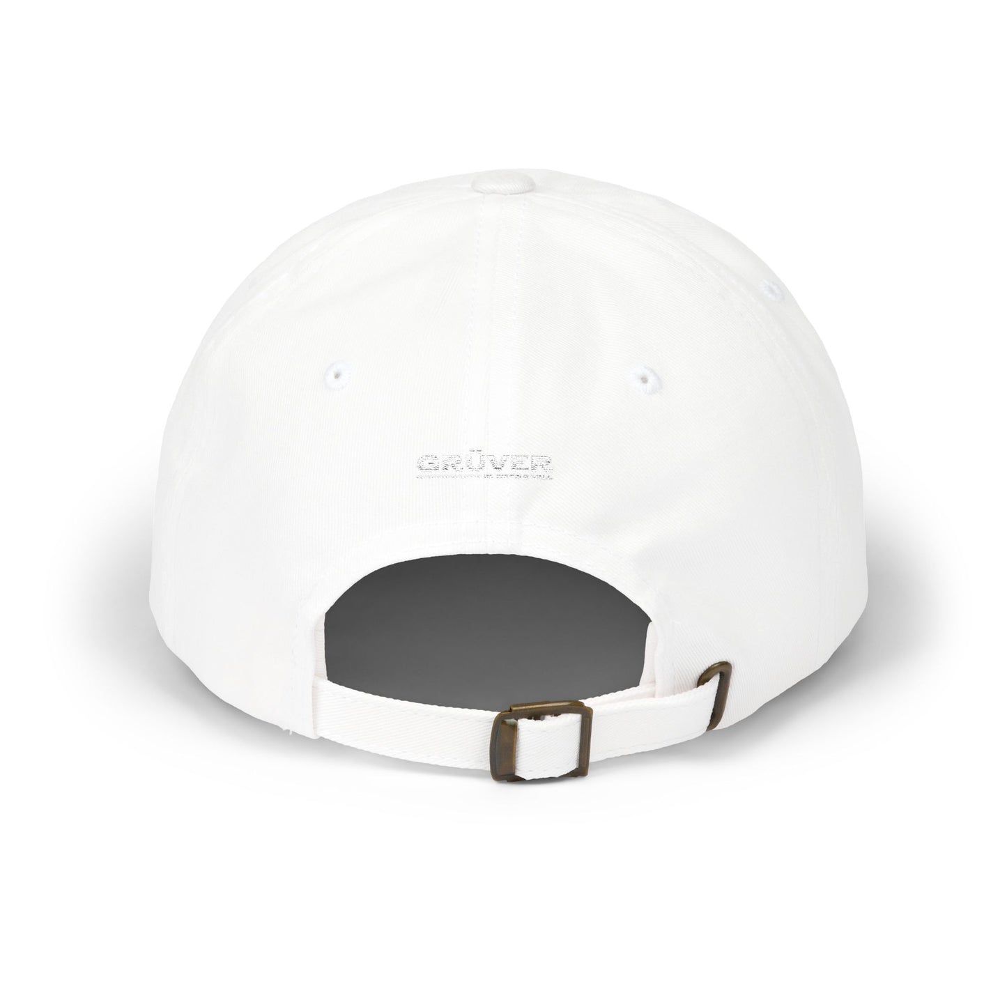 White Classic Dad Cap — Minimal Embroidered Crest Baseball Hat