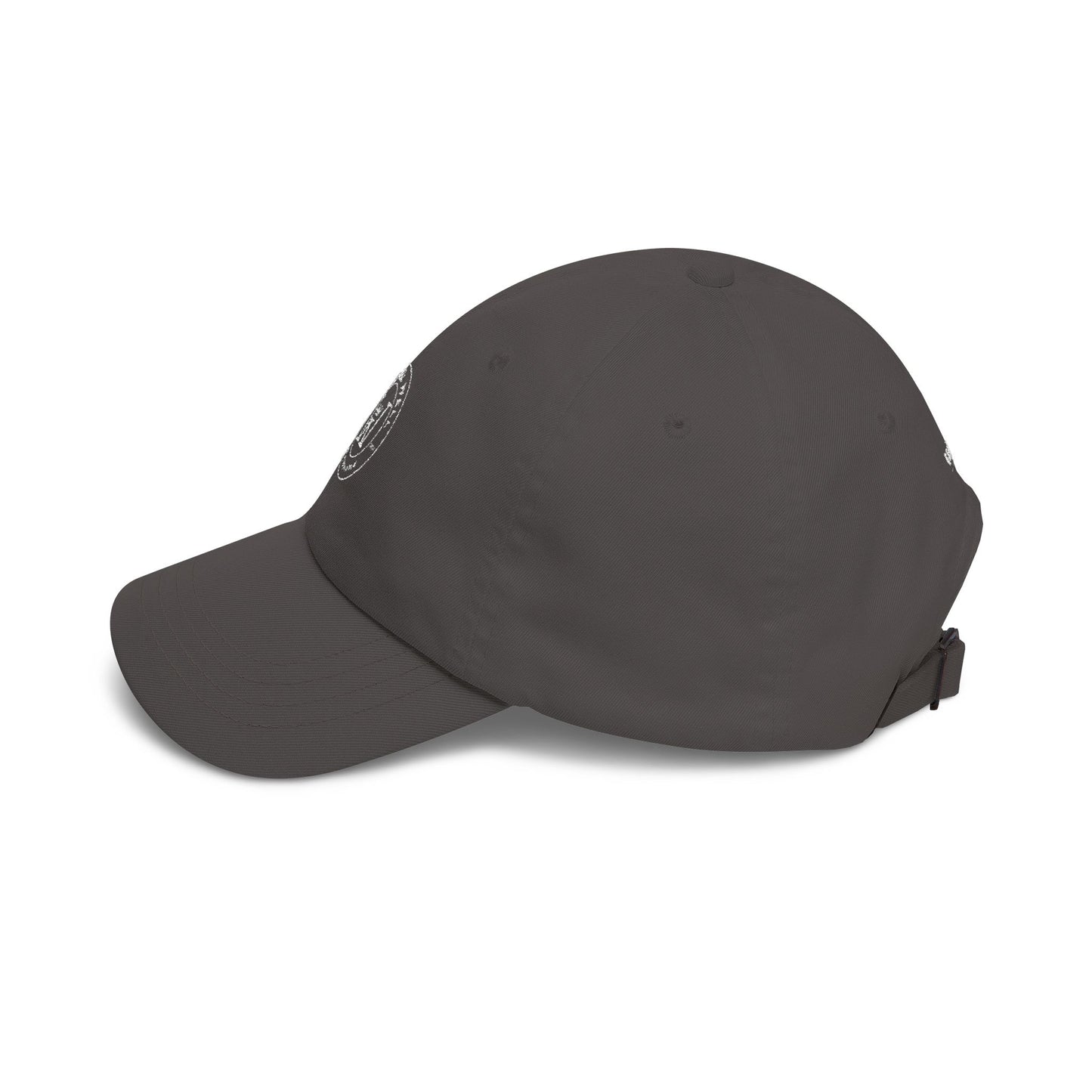 White Classic Dad Cap — Minimal Embroidered Crest Baseball Hat