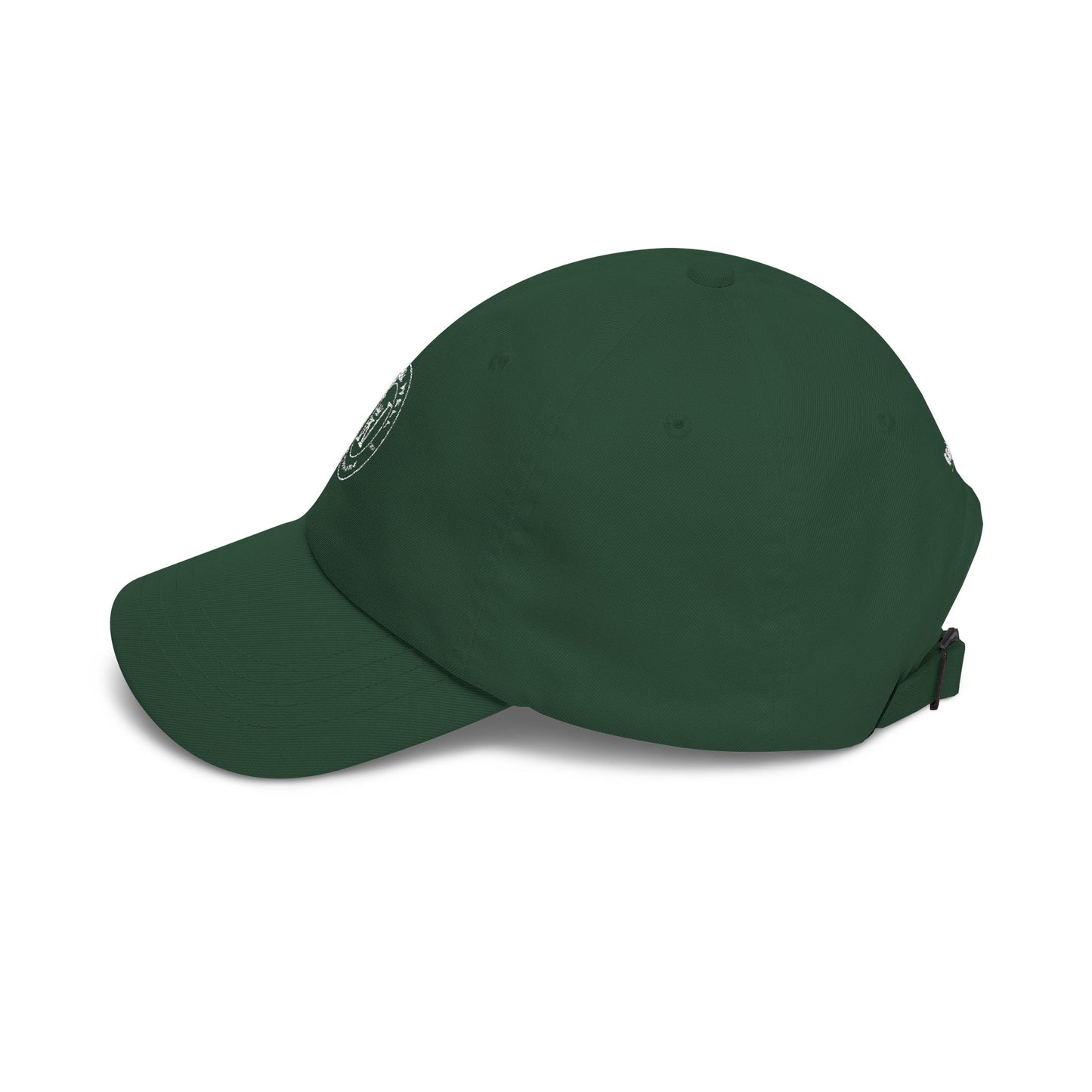 White Classic Dad Cap — Minimal Embroidered Crest Baseball Hat