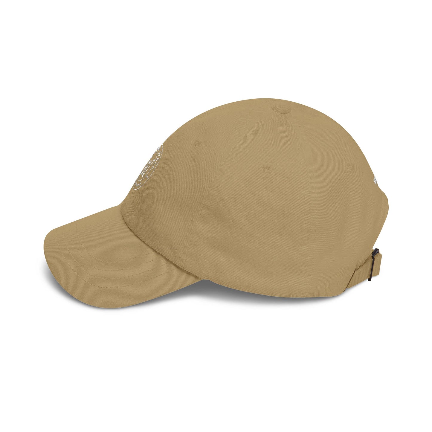 White Classic Dad Cap — Minimal Embroidered Crest Baseball Hat
