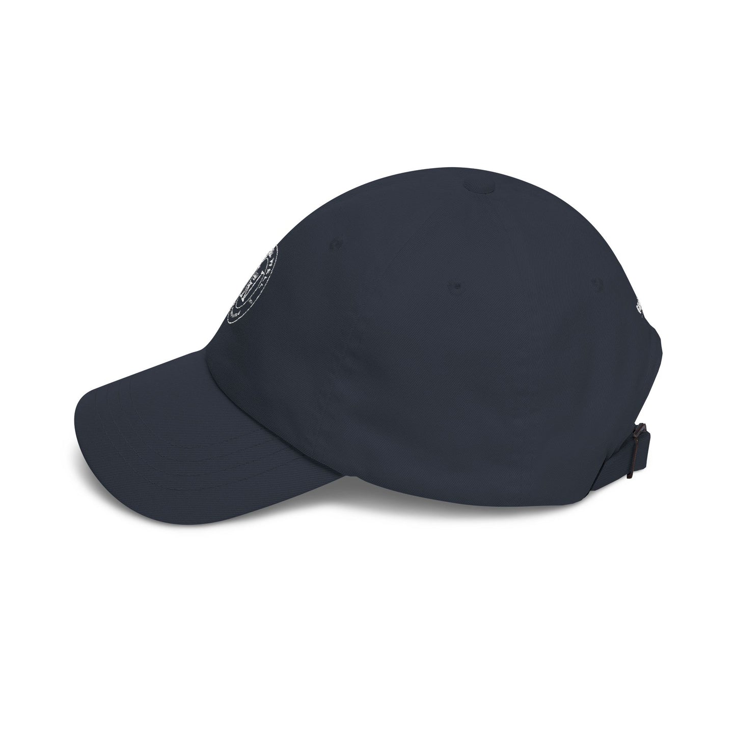 White Classic Dad Cap — Minimal Embroidered Crest Baseball Hat