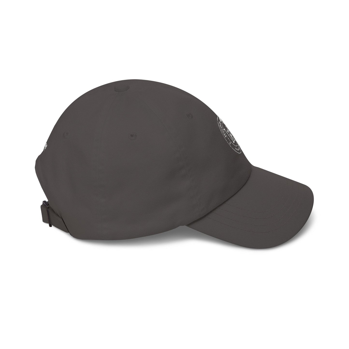 White Classic Dad Cap — Minimal Embroidered Crest Baseball Hat