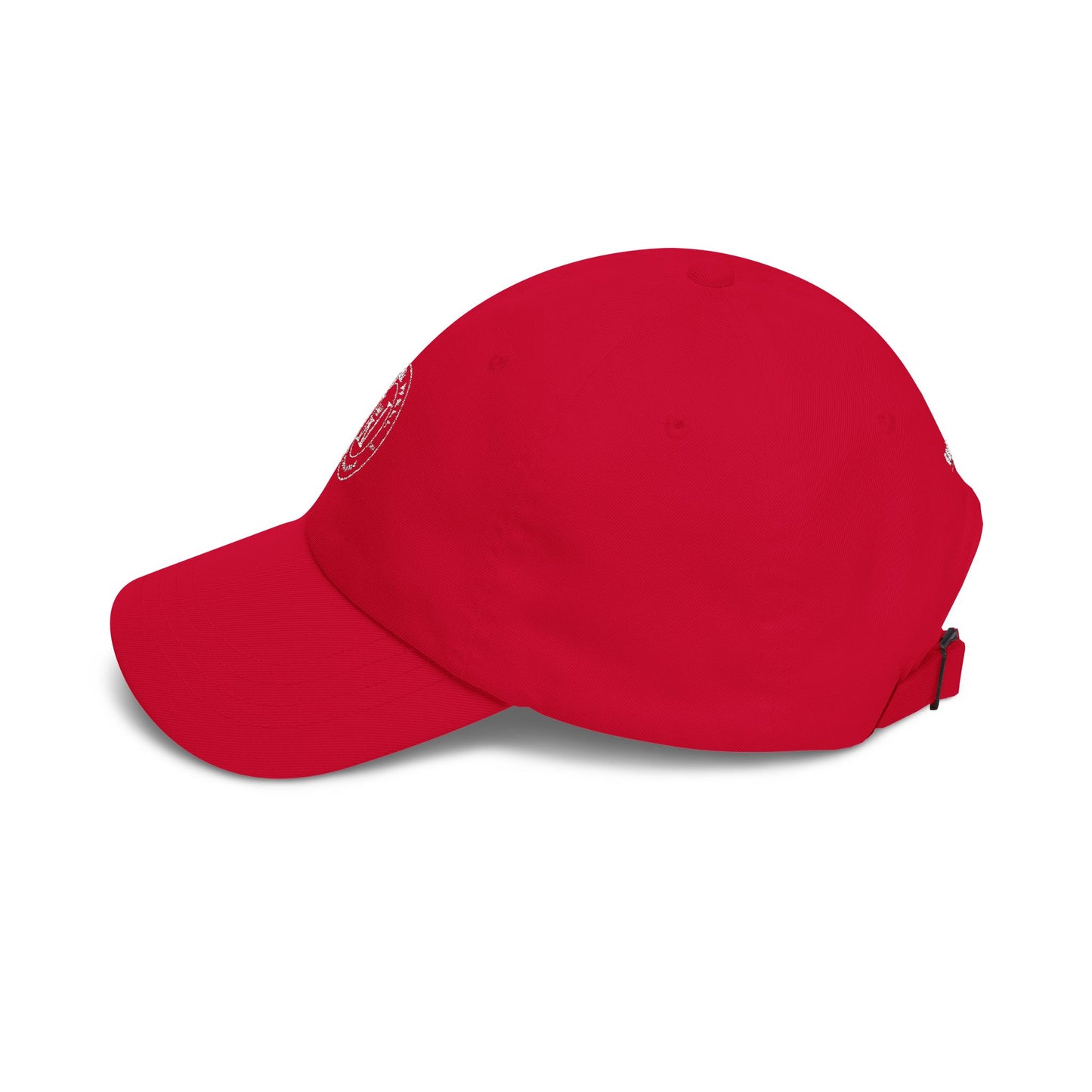 White Classic Dad Cap — Minimal Embroidered Crest Baseball Hat