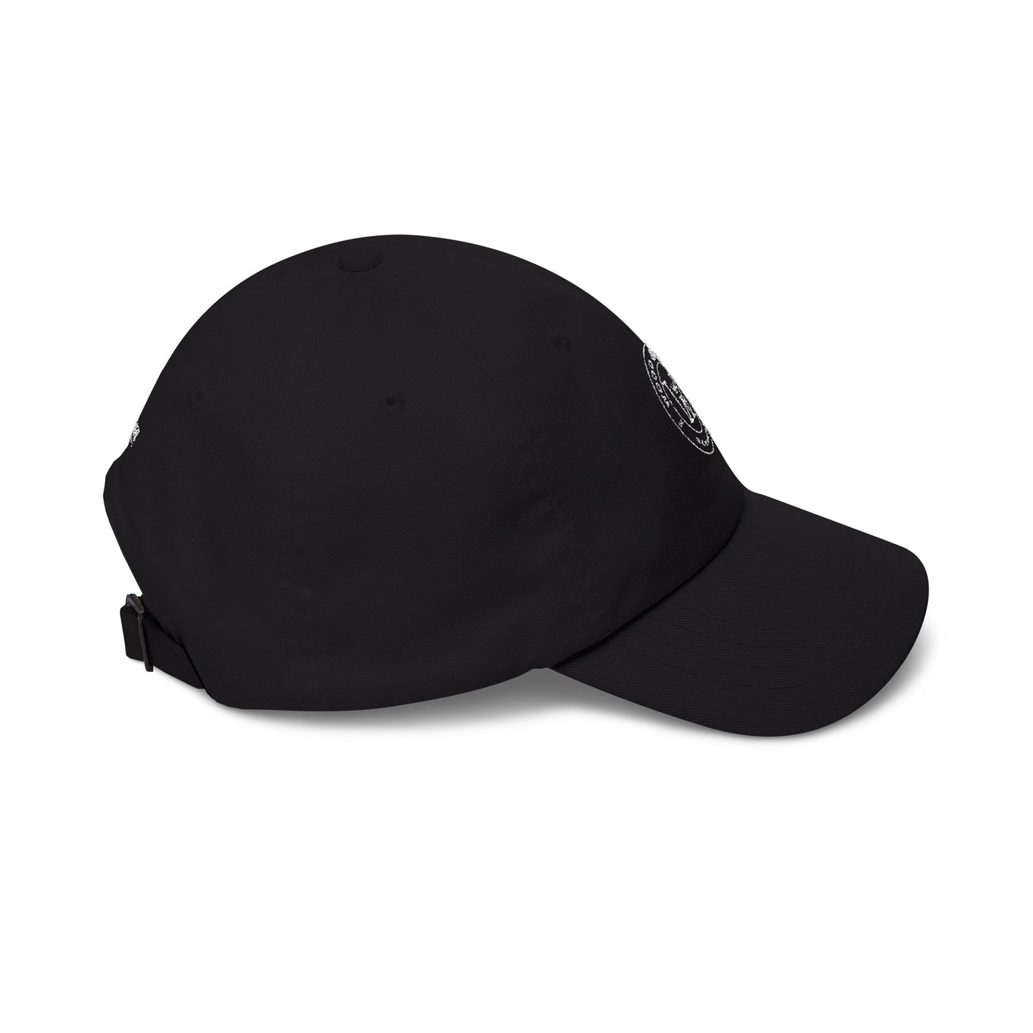 White Classic Dad Cap — Minimal Embroidered Crest Baseball Hat