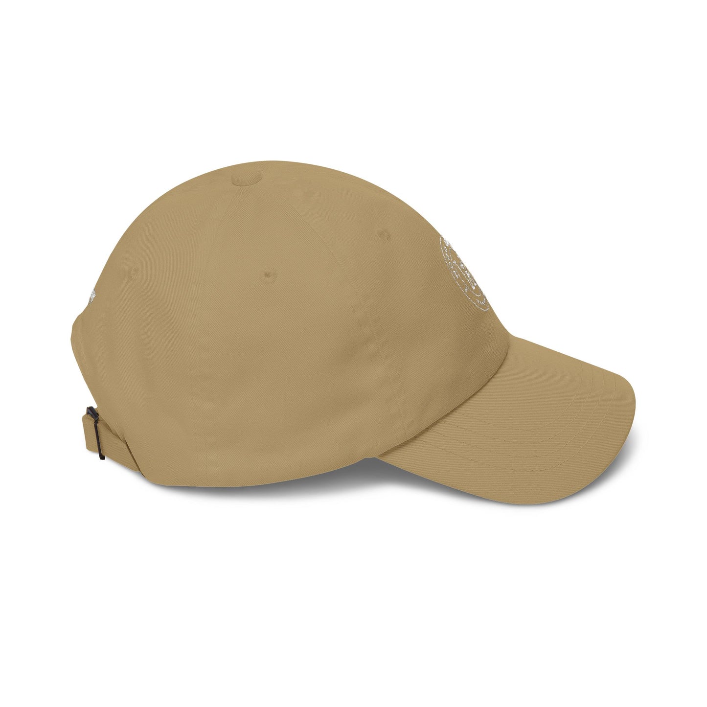 White Classic Dad Cap — Minimal Embroidered Crest Baseball Hat