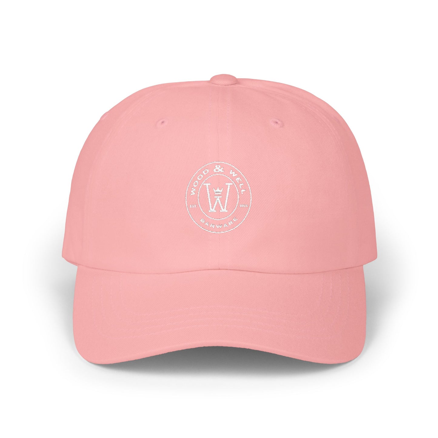 White Classic Dad Cap — Minimal Embroidered Crest Baseball Hat