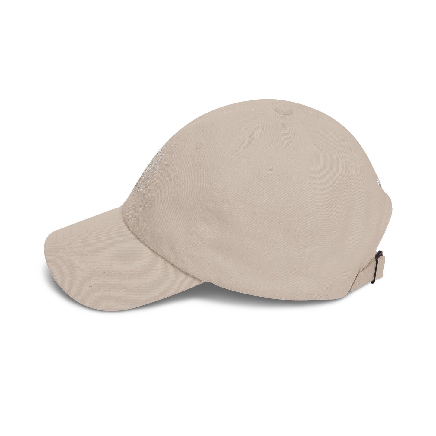White Classic Dad Cap — Minimal Embroidered Crest Baseball Hat