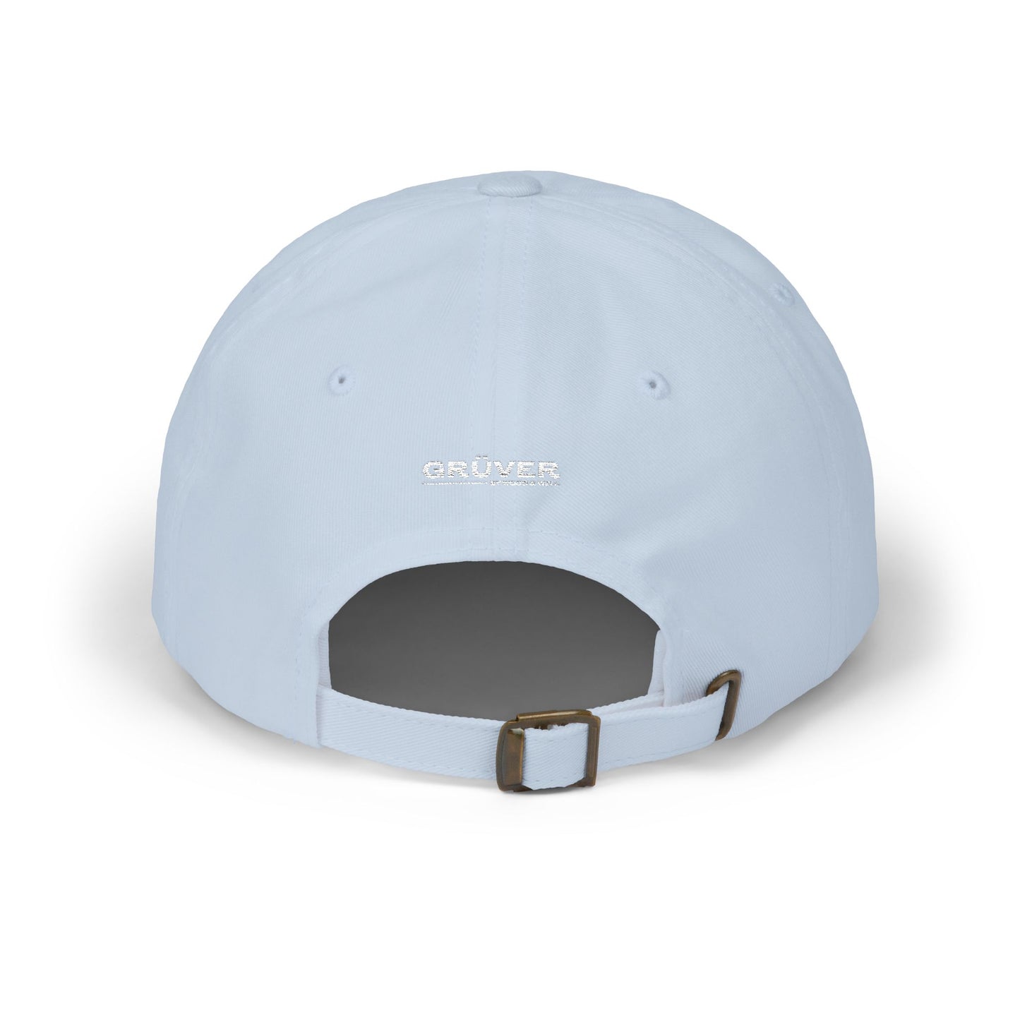 White Classic Dad Cap — Minimal Embroidered Crest Baseball Hat
