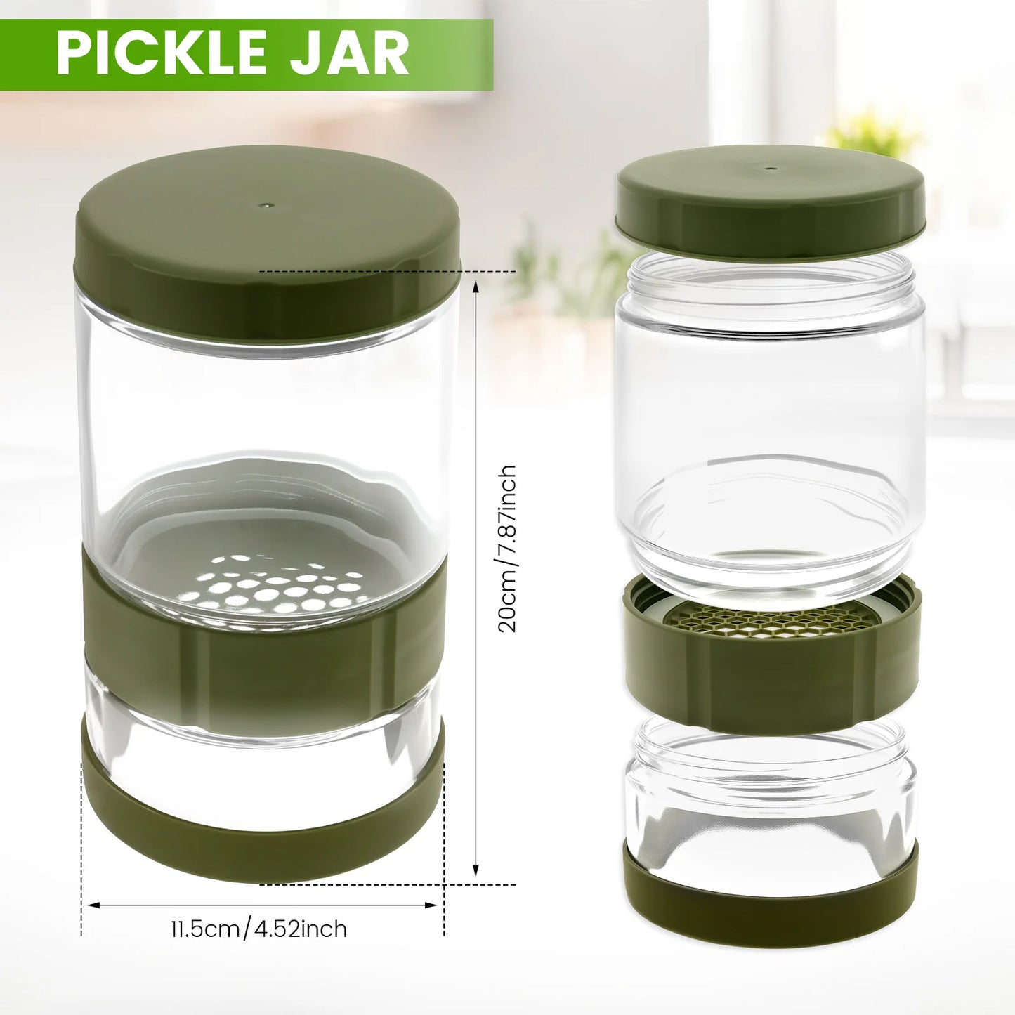 Olive/Cherry Glass Garnish Jar. Dry Wet Separation
