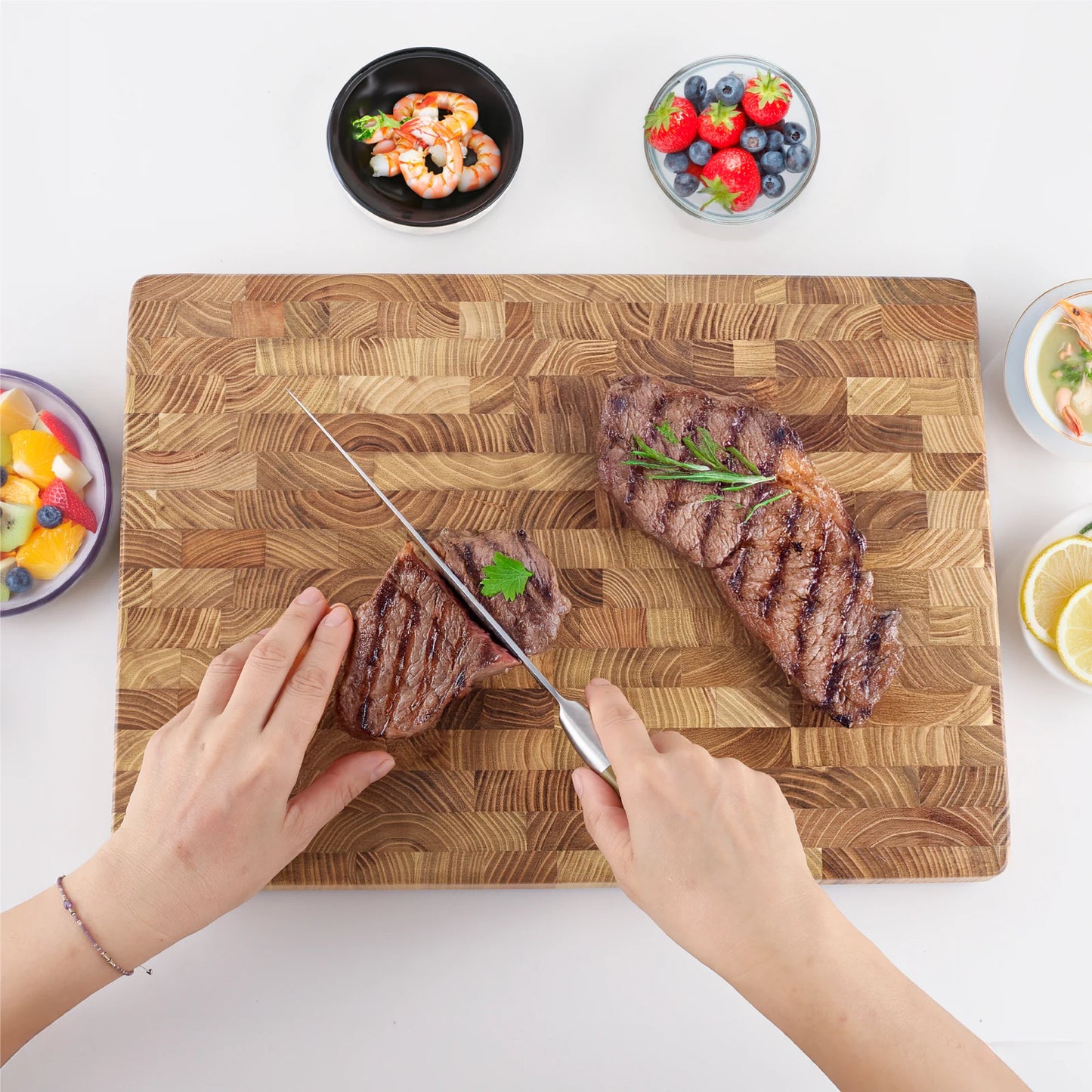 Teak Wood End Grain Cutting Board