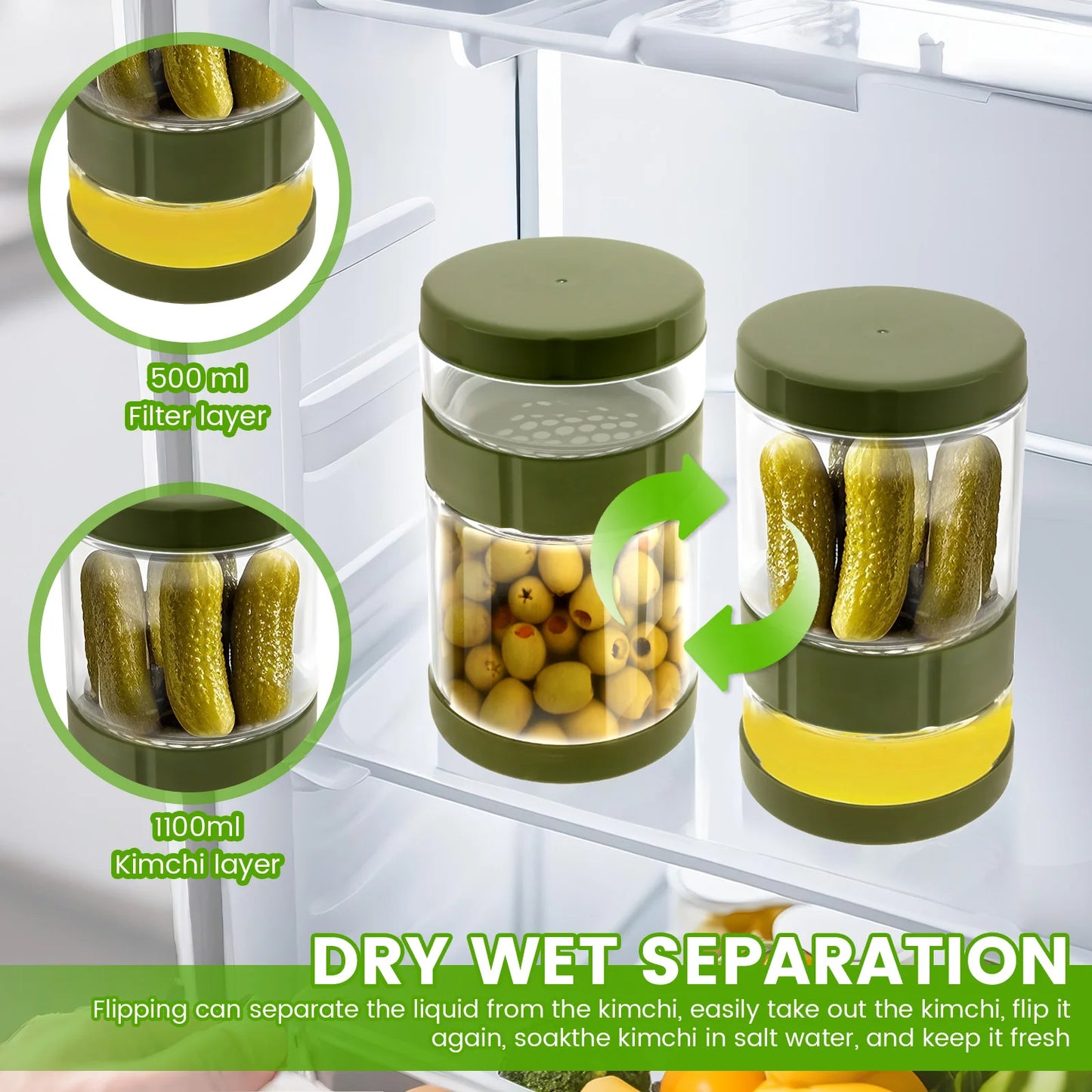 Olive/Cherry Glass Garnish Jar. Dry Wet Separation
